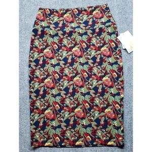 Lularoe Cassie Skirt Womens XS Multicolor Floral Roses Pencil Pull On New